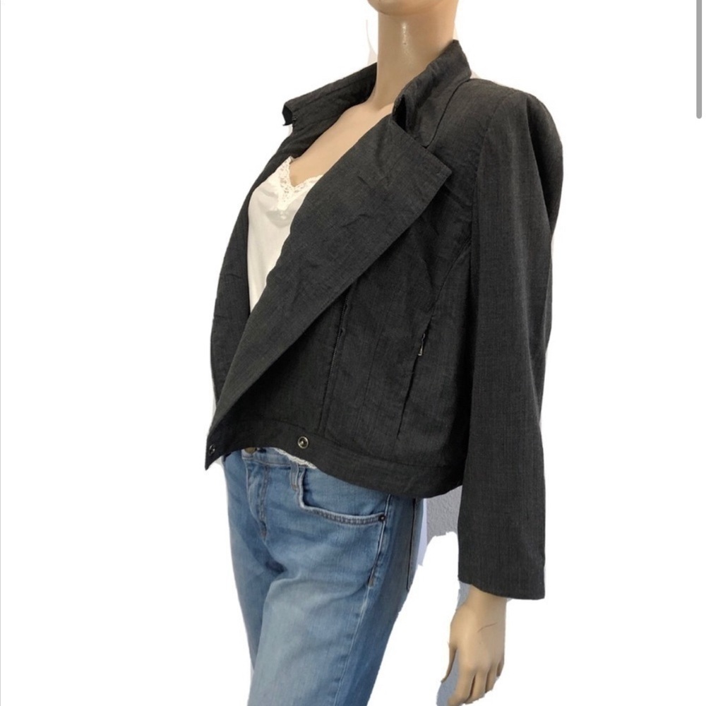 A LINE Anneklein wool blend moto jacket front zipper gray size: